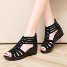 Woman Sandals Women Cyrstal Comfortable Pumps Ladies Fashion Wedges Female Rome Bling Hollow Out Shoes Women's Zip Footwear - Bloomjay