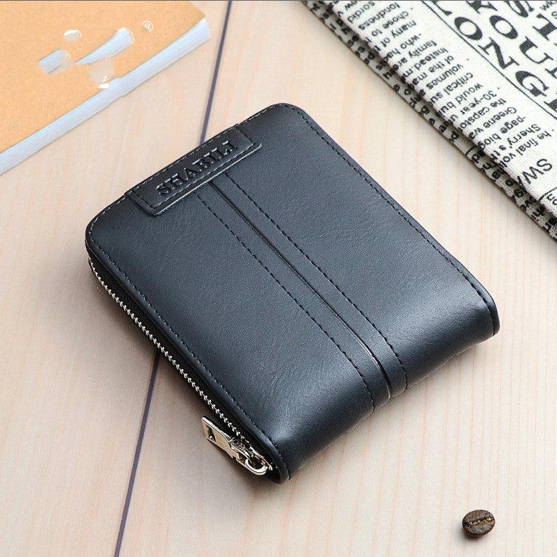 Korean fashion men''s short wallet classic popular horizontal large capacity zipper multi Card Business Wallet - Bloomjay