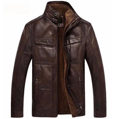 Men's Leather Jackets For Winter Jacket Men And Coats Leather Male Coat For Brand Men's Oblique Zipper Winter Down Biker Jacket - Bloomjay