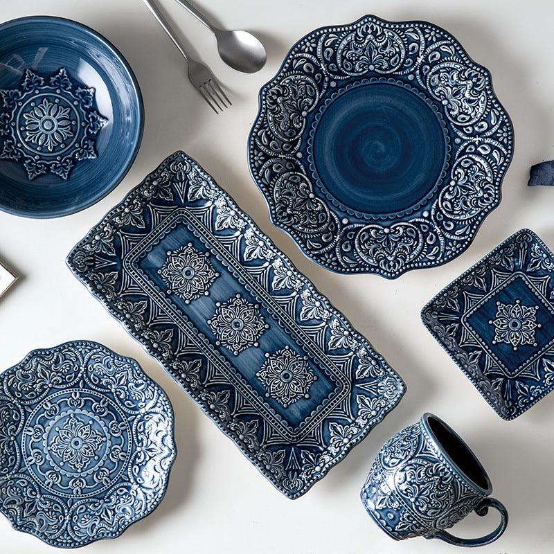 Baroque Dishware Household Bowl Nordic Style Ceramic Set Creative Personality Dishes Petal Ceramic Tableware - Bloomjay