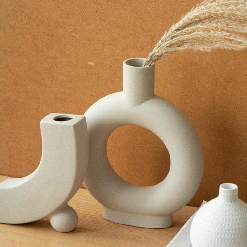 Nordic Ceramic Vase Home Decoration Decoration White Vegetarian - Bloomjay