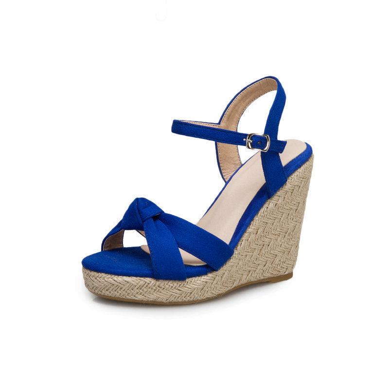 Wedge Heel Super High Heels Platform Sandals With Toe Roman Sandals High Heel Straw Woven Women's Shoes - Bloomjay