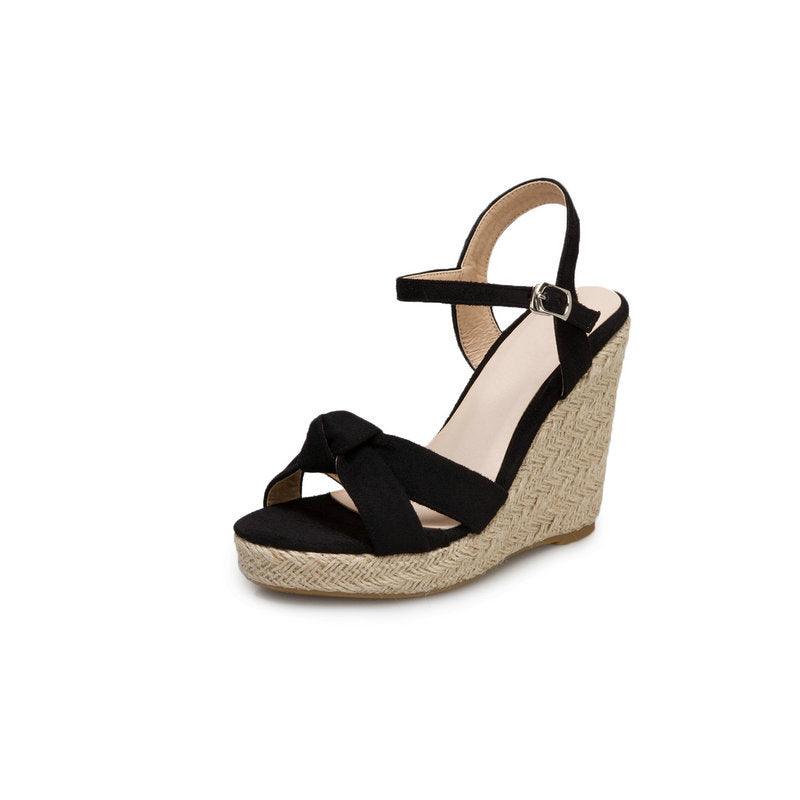 Wedge Heel Super High Heels Platform Sandals With Toe Roman Sandals High Heel Straw Woven Women's Shoes - Bloomjay