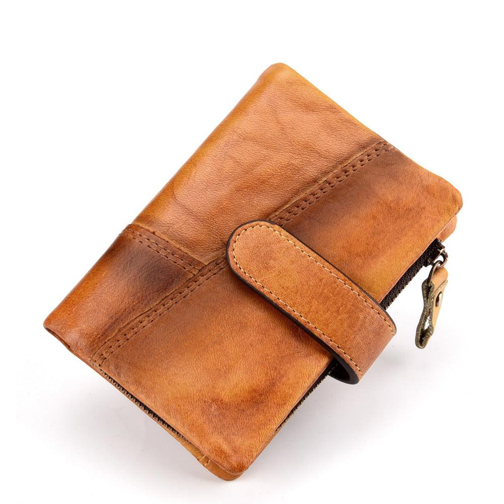 RFID Leather Retro Men's And Women's Horizontal Wiping Wallets First Layer Cowhide Retro Anti-magnetic Foreign Trade Wallet - Bloomjay