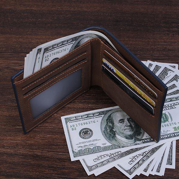 Engraving men Personalized inscription Photo engraved short wallet wallet personalized handbag postcard engraved wallets leather wallets - Bloomjay