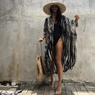 Boho-printed fringed long kimonos, carfigans, and tunics serve as sexy bikini cover-ups for plus-size women, ideal for beachwear and swim suits - Bloomjay