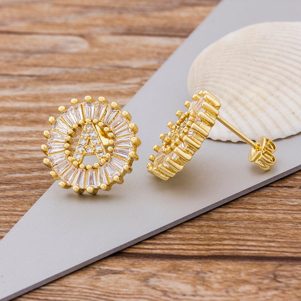 Elevate your style with our Fashion Letter Earrings – chic gold studs for women's trendy and elegant jewelry. - Bloomjay