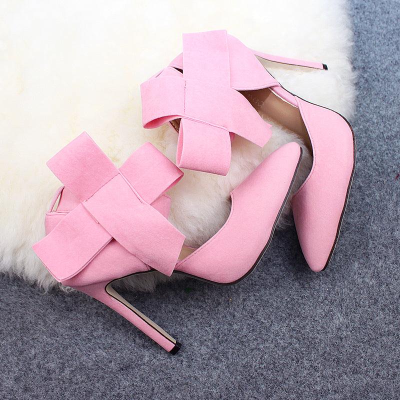 Big Bow Pumps Women Thin High Heel Shoes For Party Festival - Bloomjay