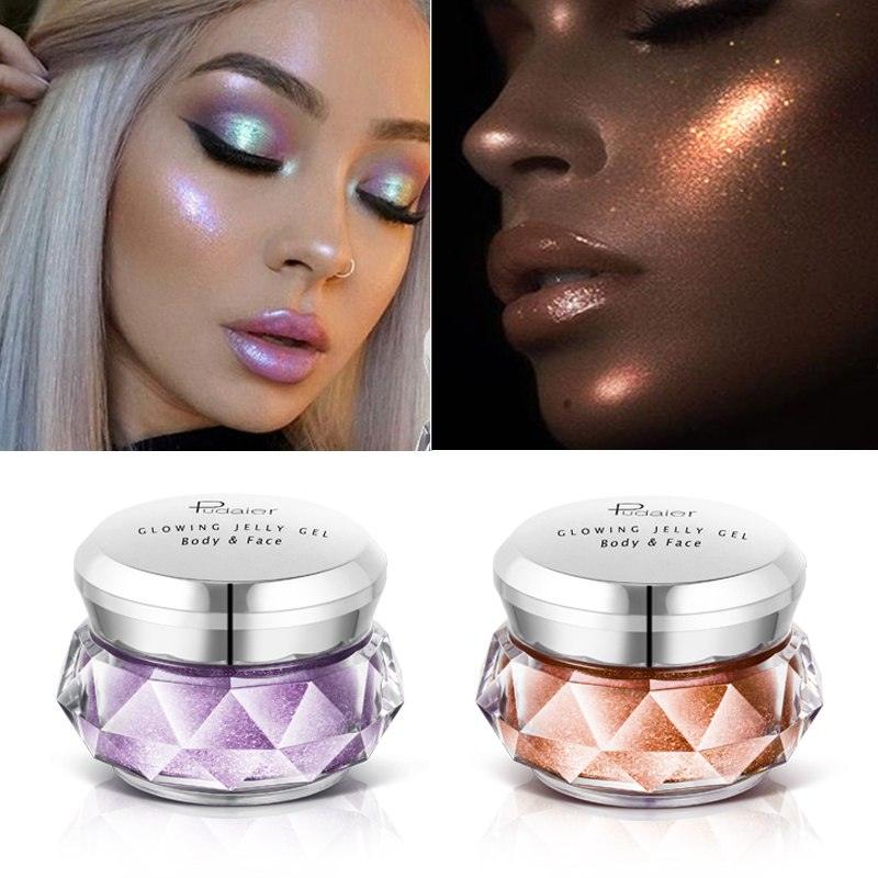 Face Highlighter Jelly Gel Mermaid Eyeshadow Glow Body Glitter Festival Makeup Iluminador Gold Liquid Highlighter Bronzer - Bloomjay