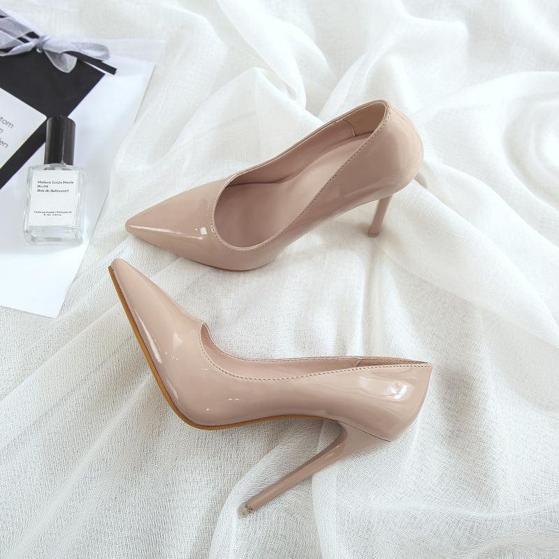 Professional women patent leather high heel shoes