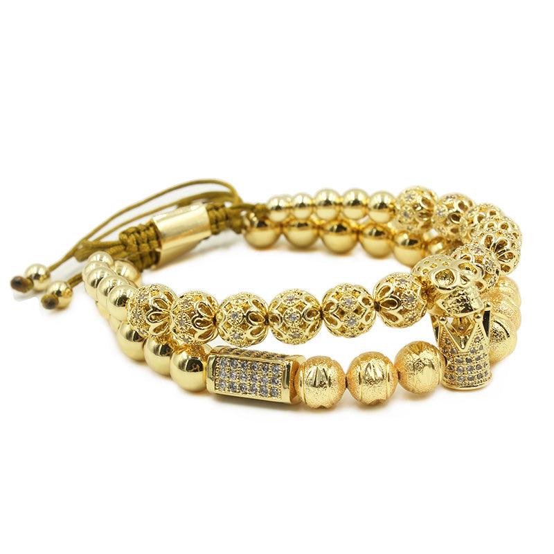 Men Bracelet jewelry Crown Charm Studded Zircon Macrame beads Bracelets - Bloomjay