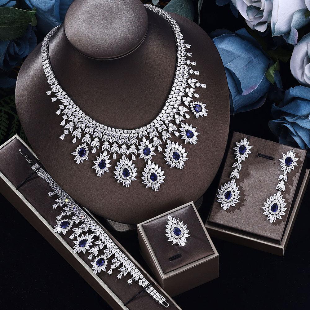 Embrace timeless elegance with our Women's Fashion Vintage Wedding Necklace and Earrings Jewelry Set. - Bloomjay