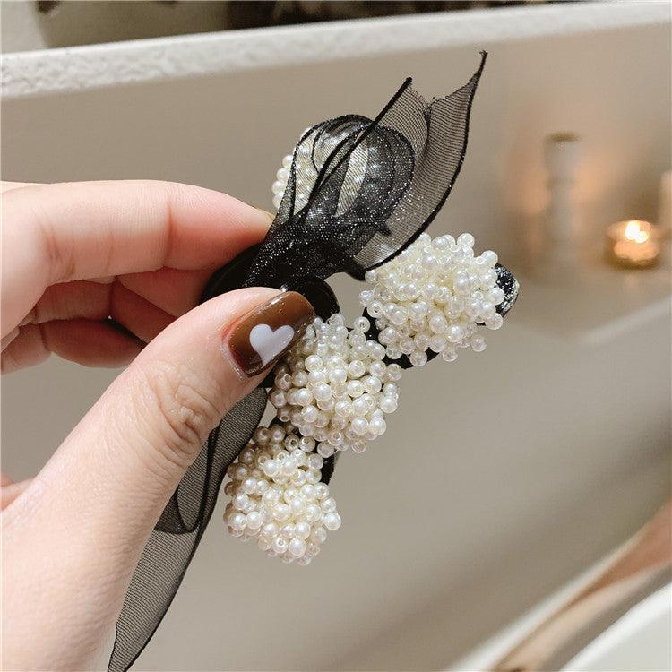 Korean Pearl Bow Hair Accessories Autumn Hair Grabbing Clip Hair Claw - Bloomjay