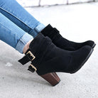 Winter Autumn Leather Casual Women High Heels Pumps Warm Ankle Boots - Bloomjay