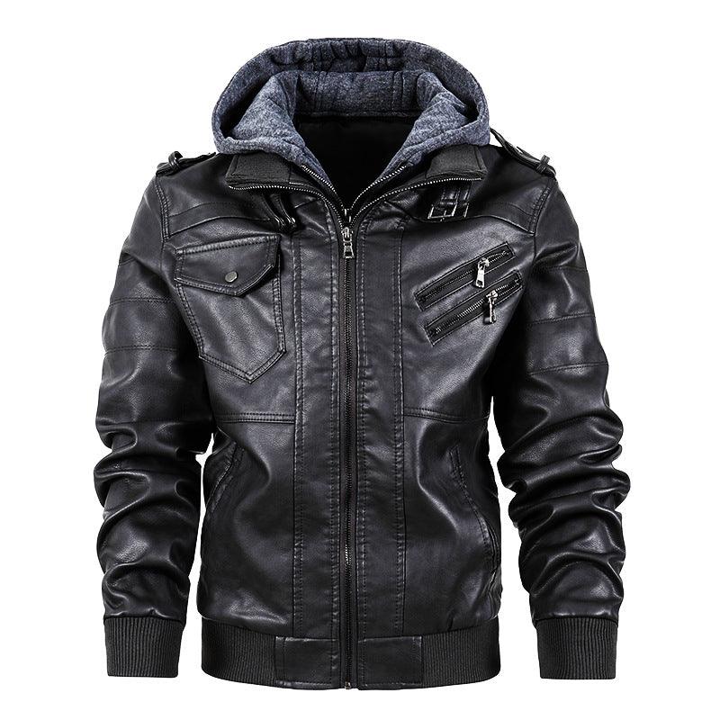 Motorcycle leather men's jackets stand collar men - Bloomjay