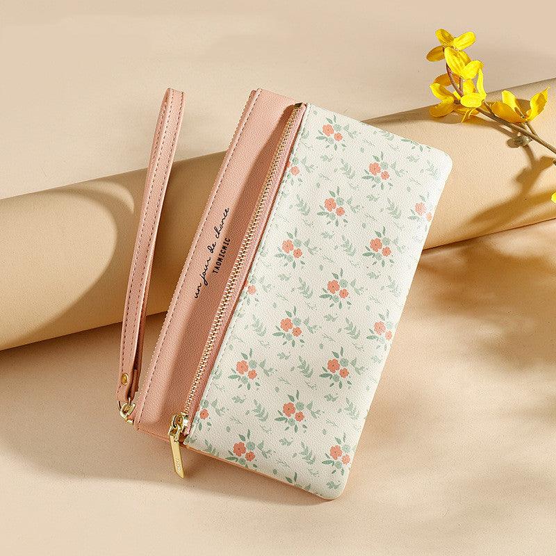 Women's Long Wallet Korean Style Large-capacity Hand Zipper Bag Floral Leather Long Purses And Handbags Women Bags - Bloomjay