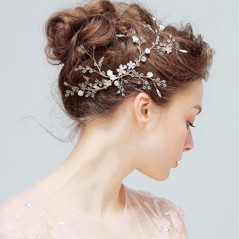 YJ612 bride hair headdress flower crystal beads handmade headwear hairpin wedding accessories side clamp - Bloomjay