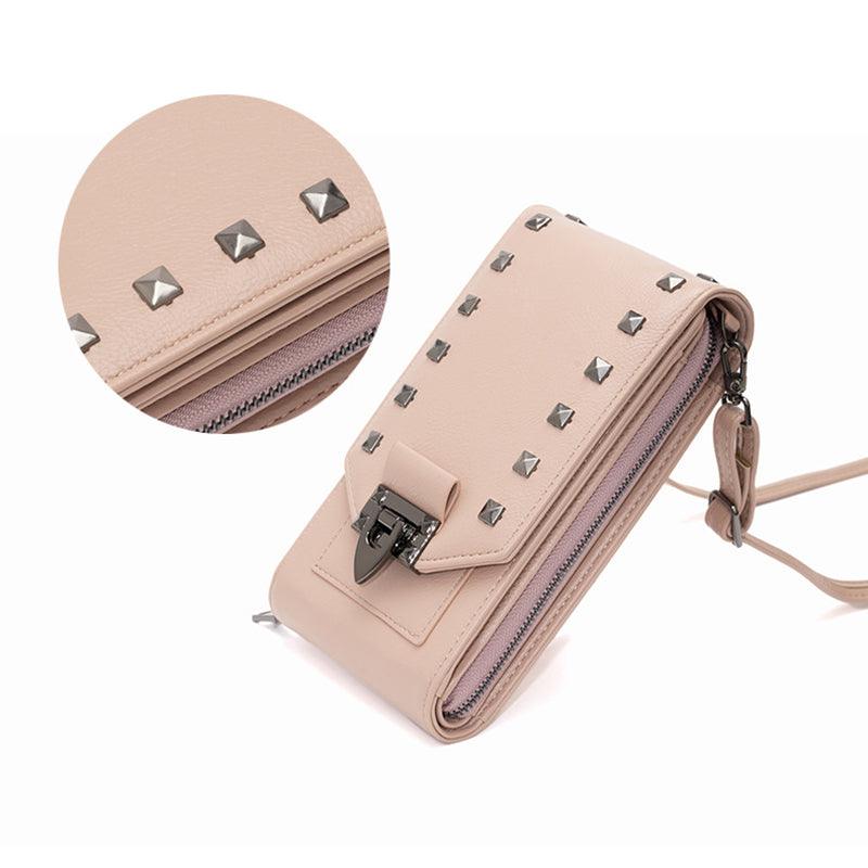 Rivet Design Shoulder Bags Mobile Phone Handbag Solid Color Crossbody Bags Women - Bloomjay