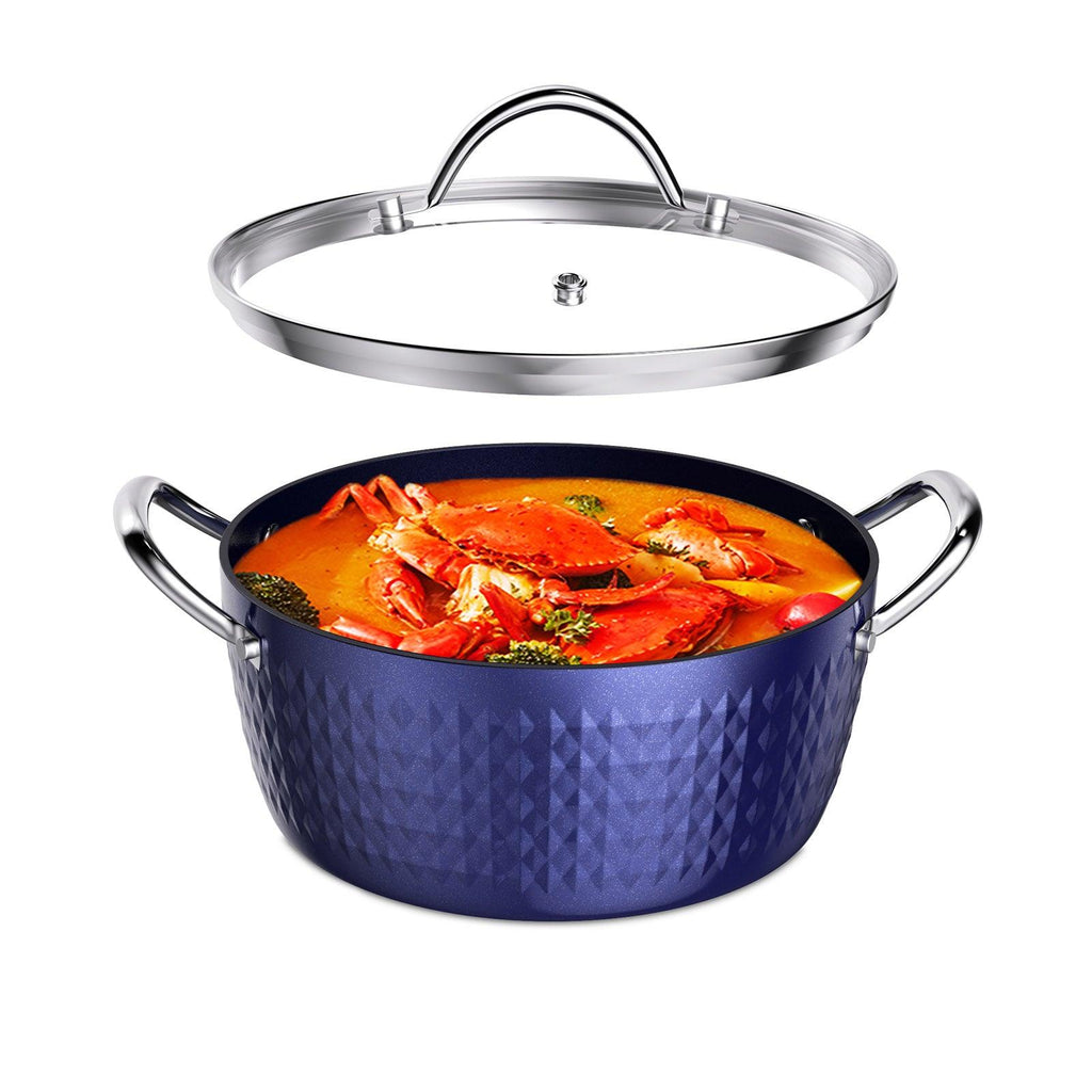 "Induction Casserole Dish, 24cm 2.2L with Lid. Non-Stick Aluminum Saucepan for All Hobs. Amazon Banned." - Bloomjay