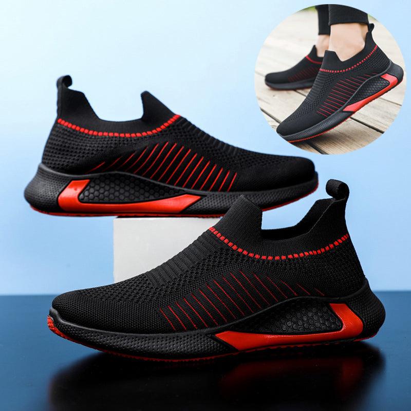 Fashion Mesh Sock Shoes With Striped Design Men Outdoor Breathable Slip-on Sneakers Csuale Lightweight Running Sports Shoes - Bloomjay