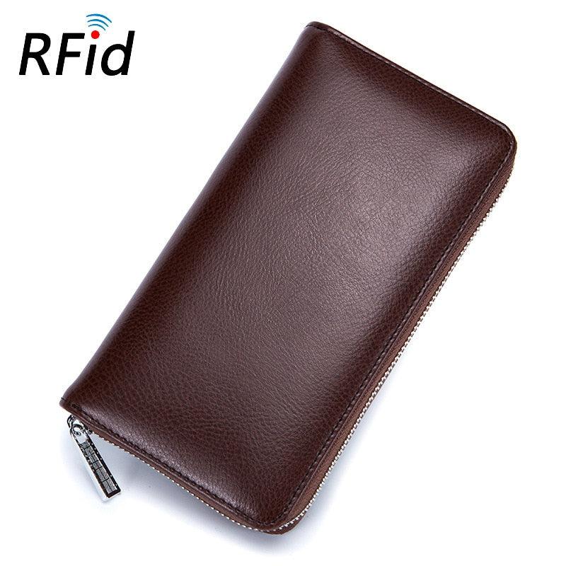 Rfid Many Departments Men Wallet Cow Genuine Leather 36 Slots Card Holder Cell Phone Pocket Male Wallets Clutch Man Long Purse - Bloomjay