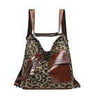 Houndstooth Backpack Women Fashion Rivet Design Leopard Shoulder Bags - Bloomjay