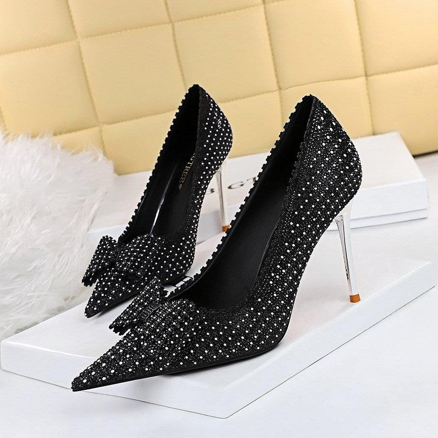 Sweet Women''s Princess Wedding Shoes Thin High Heels Shallow Mouth - Bloomjay