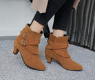 Winter Autumn Leather Casual Women High Heels Pumps Warm Ankle Boots - Bloomjay