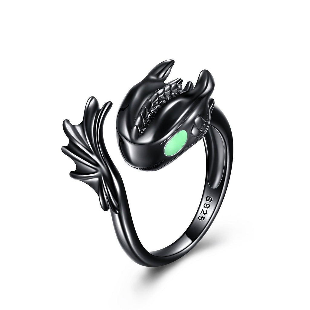 Enhance your style with our Sterling Silver Black Dragon Ring, a distinctive jewelry gift for men and women. - Bloomjay