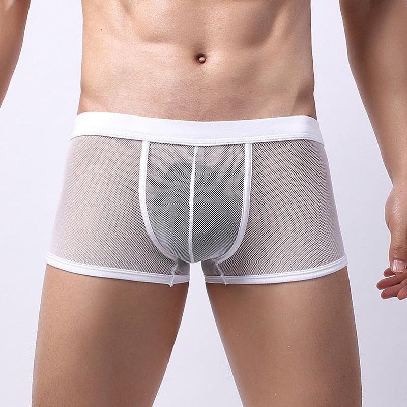Men's Underwear Mesh Mesh Breathable Boxers Low Waist Transparent Boxers Youth Cool Shorts - Bloomjay