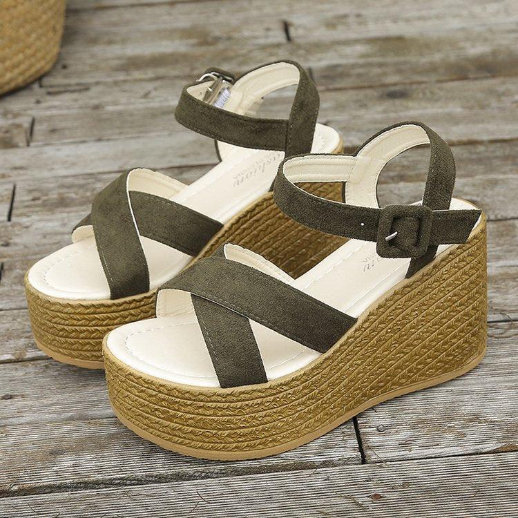 Wedge Sandals For Women Summer Casual Non-slip Cross-strap Platform Shoes With Hemp Heels Shoes - Bloomjay