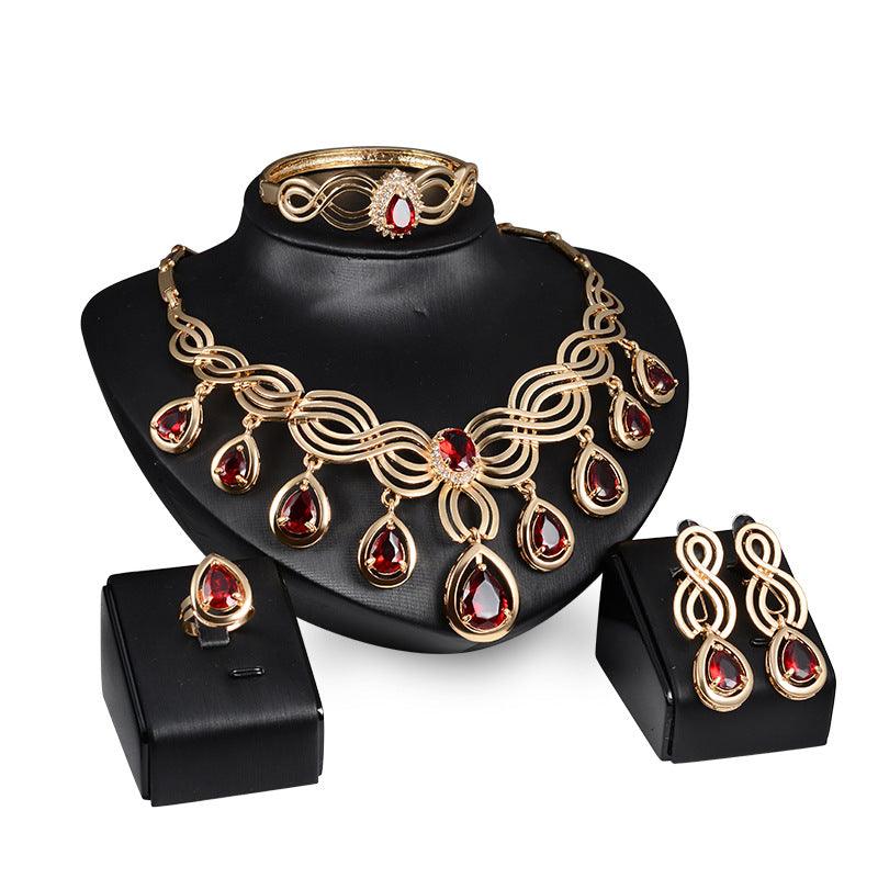 Enhance your style with our Fashion Gems Necklace and Earrings Set, a perfect blend of trendy alloy jewelry. - Bloomjay