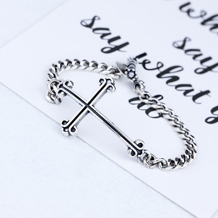 Discover contemporary elegance with our new Sterling Silver Cross Bracelet, a versatile and stylish accessory crafted for both men and women. - Bloomjay