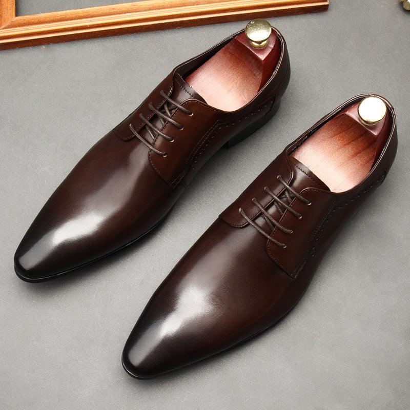 Men's Lace-up Formal Leather Shoes Black - Bloomjay
