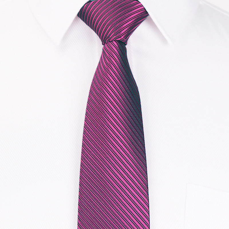 8CM Hand-Tied Polyester Men's Tie in Corduroy with Dark Stripes, perfect for business formal attire