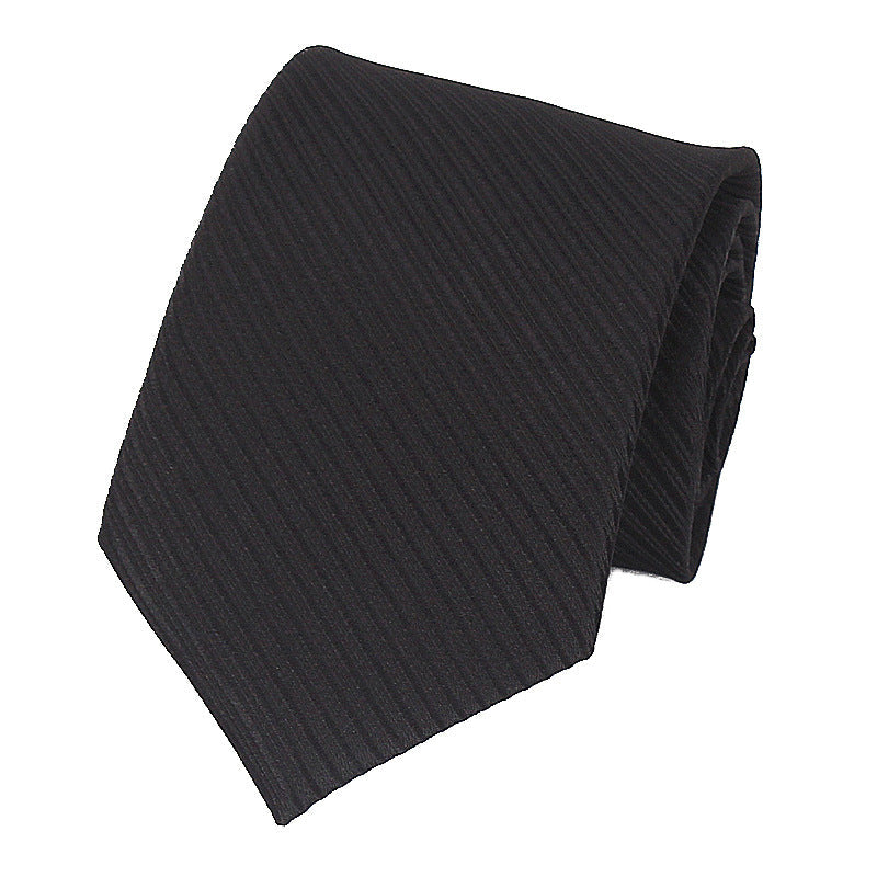 8CM Hand-Tied Polyester Men's Tie in Corduroy with Dark Stripes, perfect for business formal attire