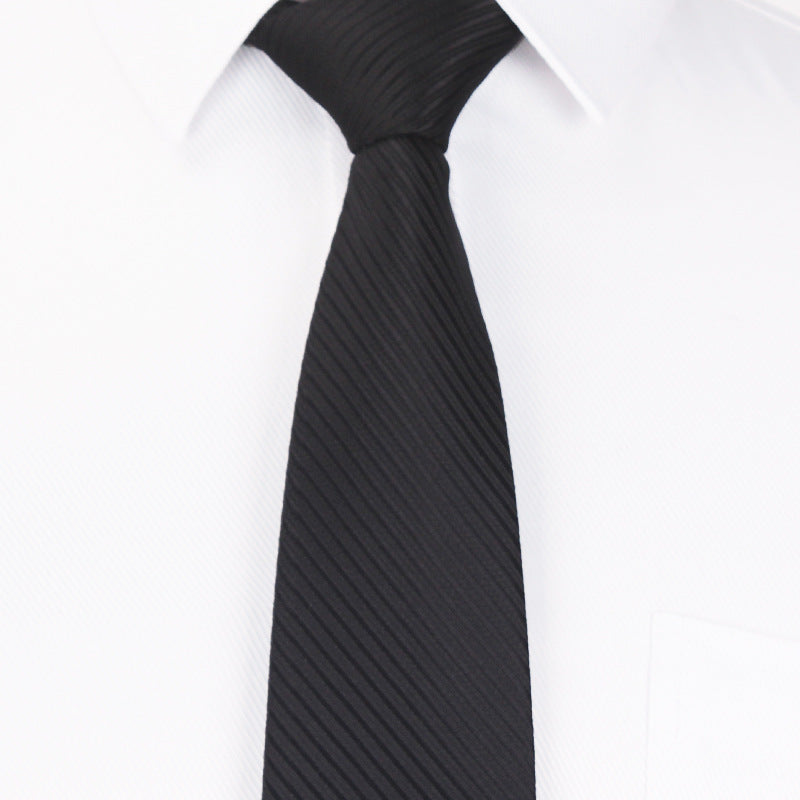 8CM Hand-Tied Polyester Men's Tie in Corduroy with Dark Stripes, perfect for business formal attire