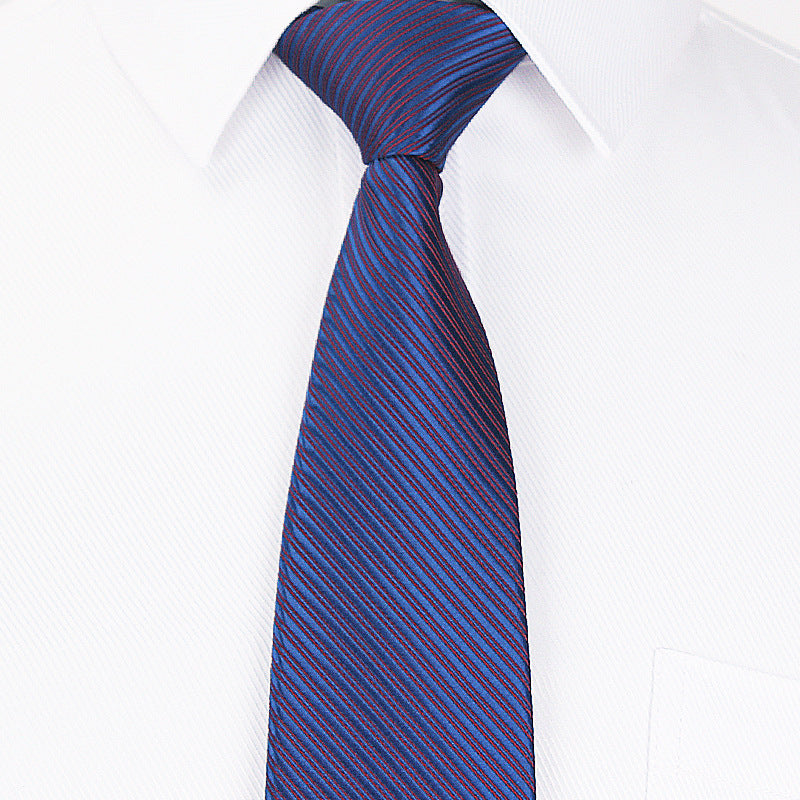 8CM Hand-Tied Polyester Men's Tie in Corduroy with Dark Stripes, perfect for business formal attire