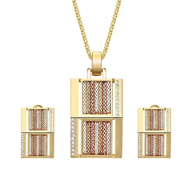 Explore bold style with our Exaggerated Jewelry Series – a square alloy two-piece jewelry set for a distinctive and eye-catching look. - Bloomjay