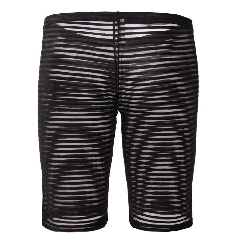 Men's Sexy Striped Fashionable Breathable Comfortable Mesh Lengthened Boxers - Bloomjay