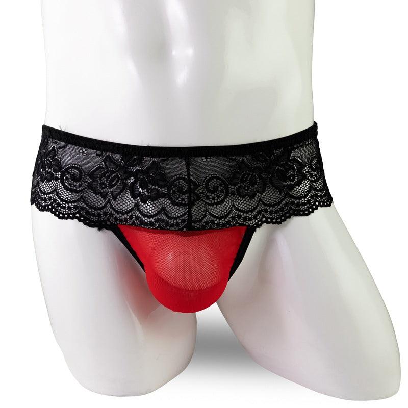 Men's Lace Print Low Waist Panties T-back - Bloomjay