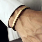 Accentuate your style with our stainless steel cuff bracelet, a sleek and modern jewelry piece tailored for men.