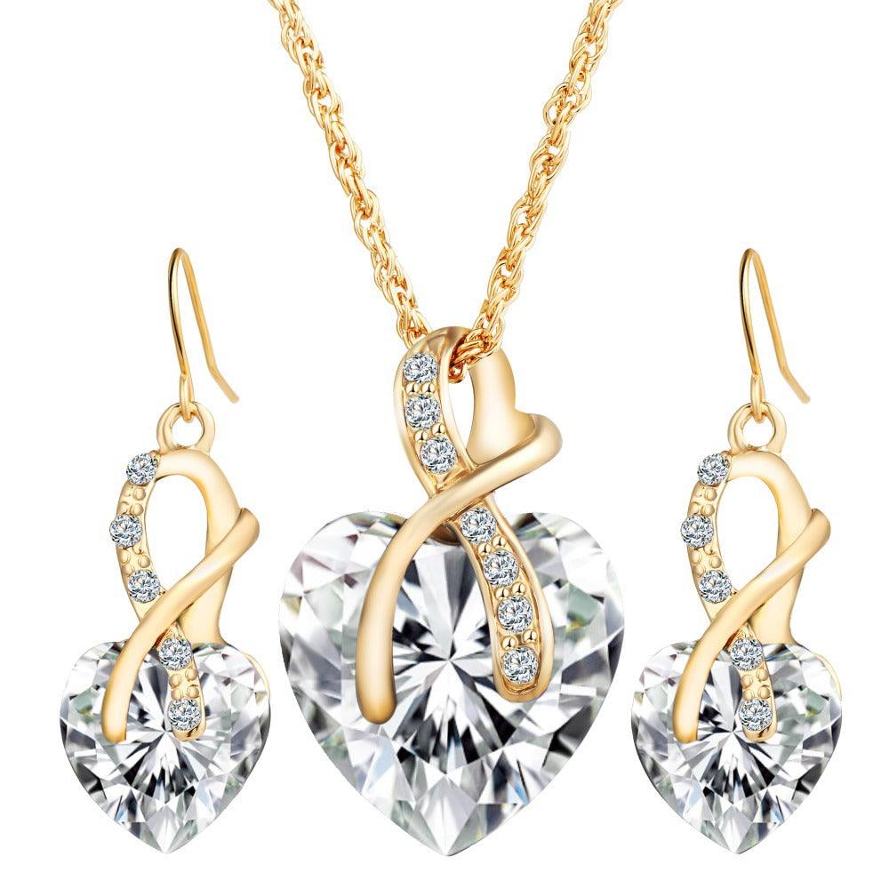 Adorn your ears with elegance in our heart-shaped faux Austrian crystal zircon earrings.