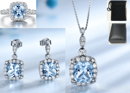 Adorn yourself in chic elegance with our S925 Sterling Silver Blue Topaz Jewelry Set, a perfect fusion of fashion and sophistication.