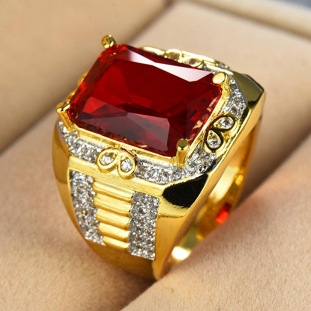 Adorn yourself with our Copper Gilded Red Zircon Ring for a bold and stylish statement.