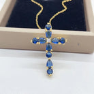 Adorn yourself with our Fashion Jewelry Micro Inlay Colorful Zircon Water Drops Cross Necklace for a vibrant and stylish accessory.