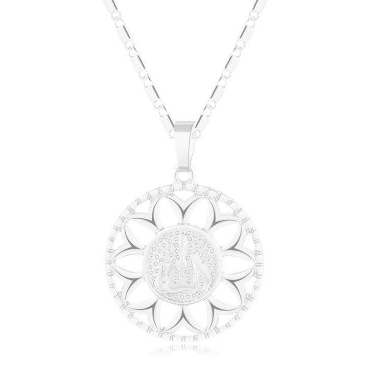 Adorn yourself with our fashionable sunflower necklace, a stylish jewelry piece crafted for both men and women.