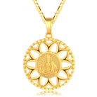 Adorn yourself with our fashionable sunflower necklace, a stylish jewelry piece crafted for both men and women.