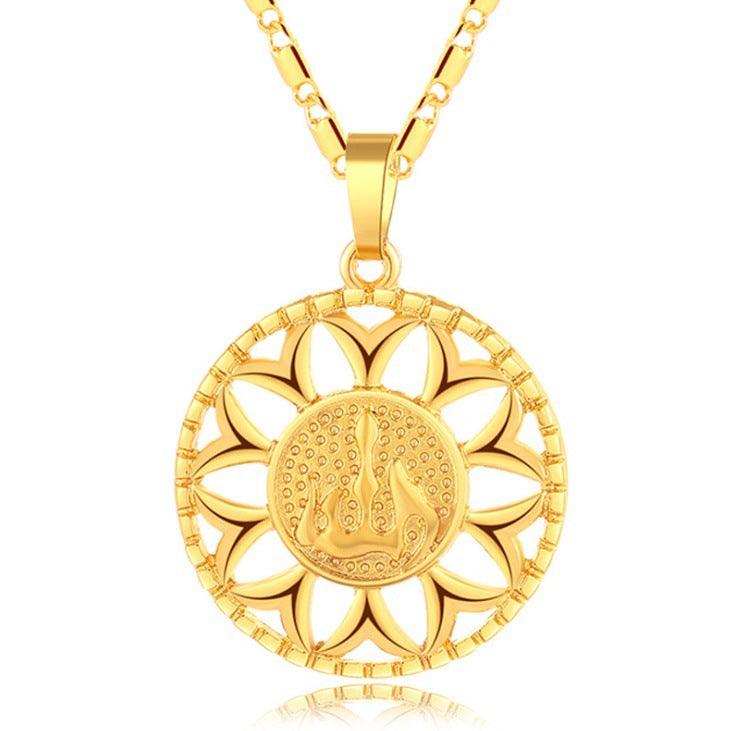 Adorn yourself with our fashionable sunflower necklace, a stylish jewelry piece crafted for both men and women.