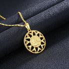 Adorn yourself with our fashionable sunflower necklace, a stylish jewelry piece crafted for both men and women.